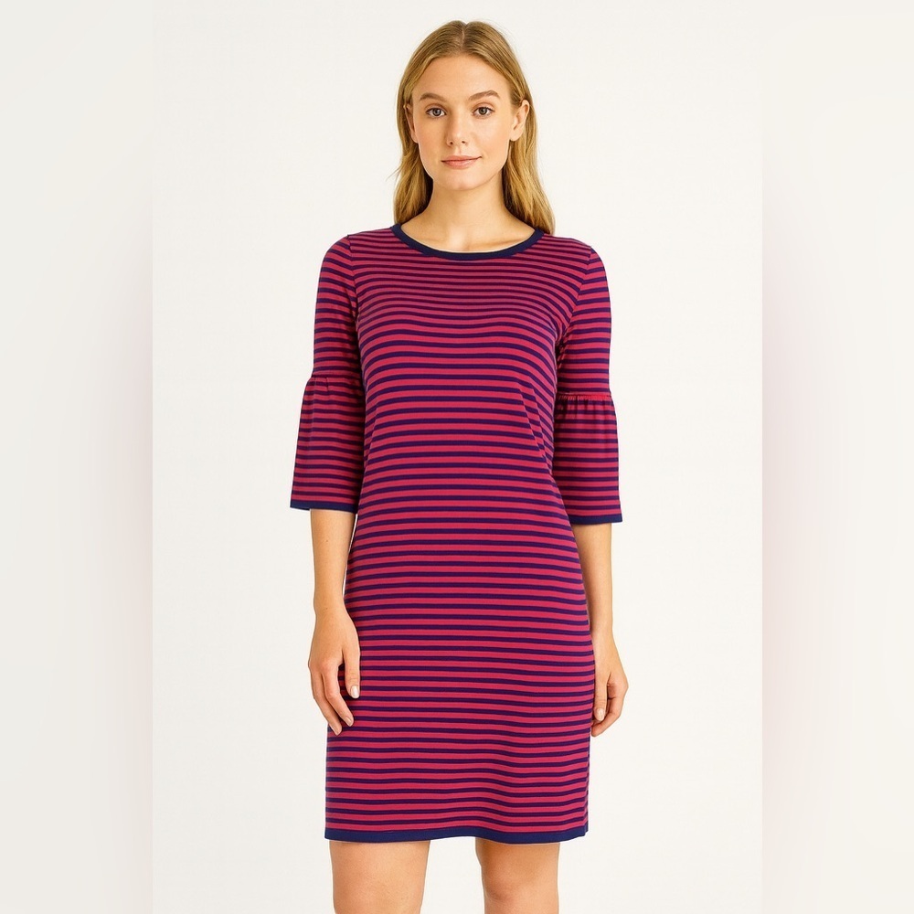 Sail to Sable Striped Bell Sleeve Shift Dress Size Large